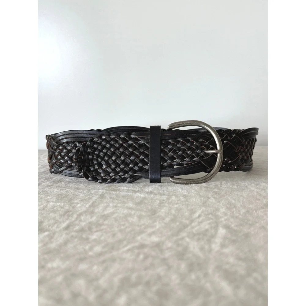 Braided Leather Belt XS Black Boho Western Wide Woven Accessory